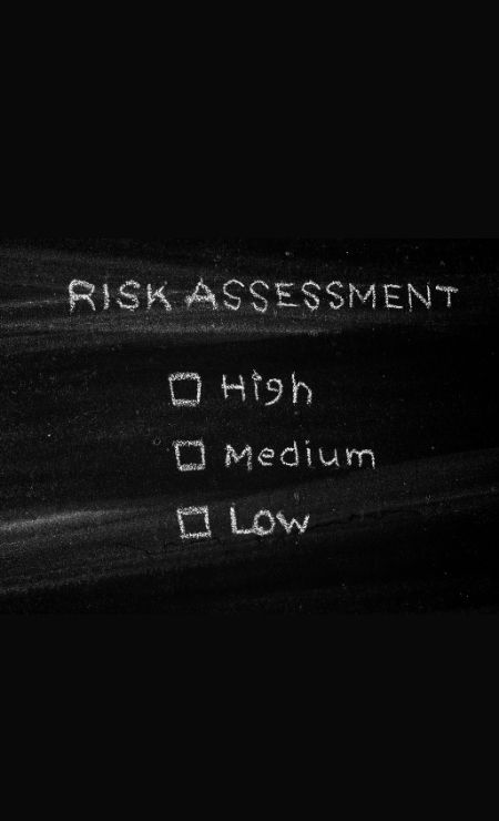 Risk assessment checklist with categories: high, medium, and low, emphasizing cybersecurity evaluation for small businesses.