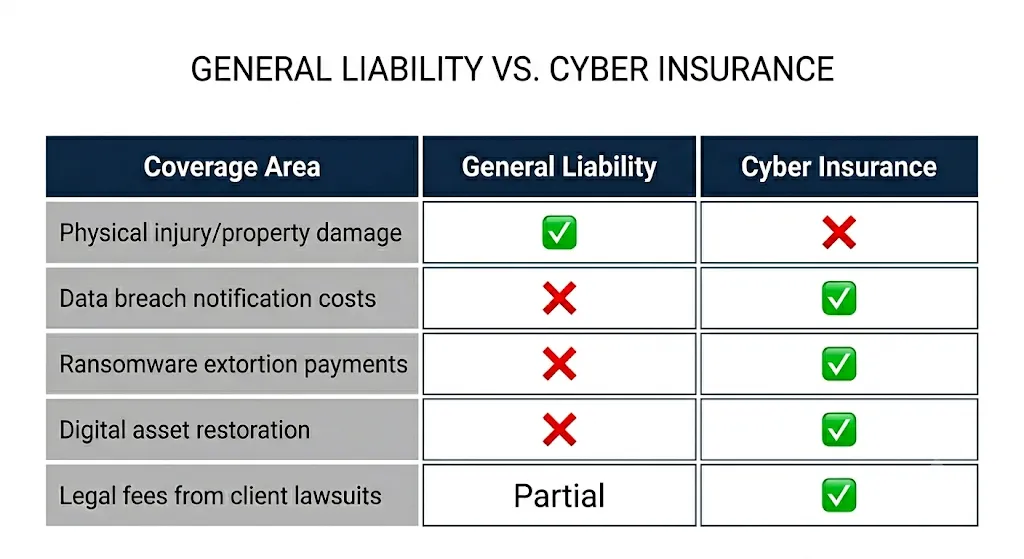 General liability vs Cyber insurance